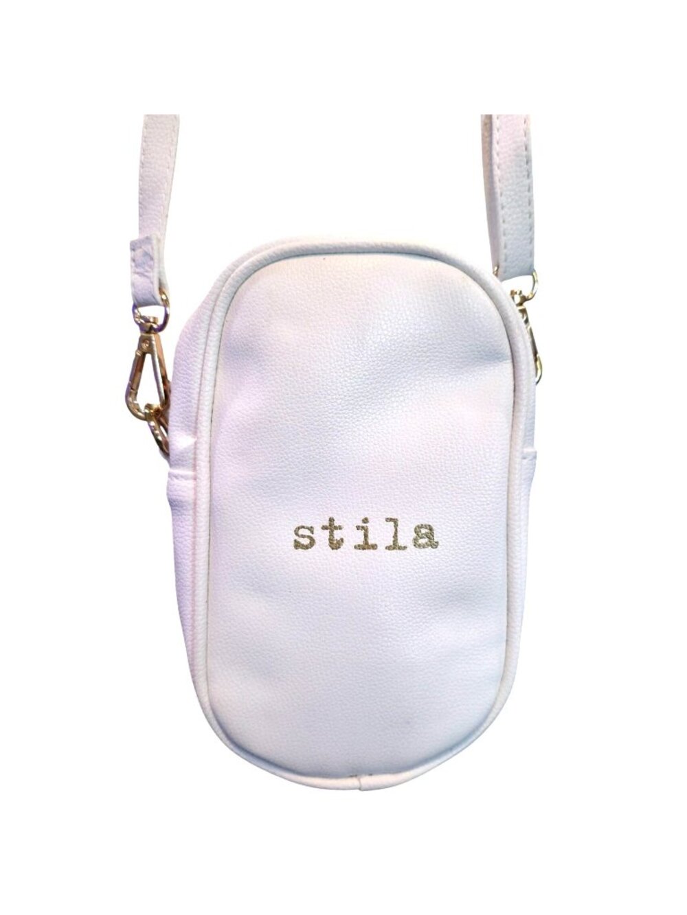 Stila Mini White Crossbody Bag With Gold Accents